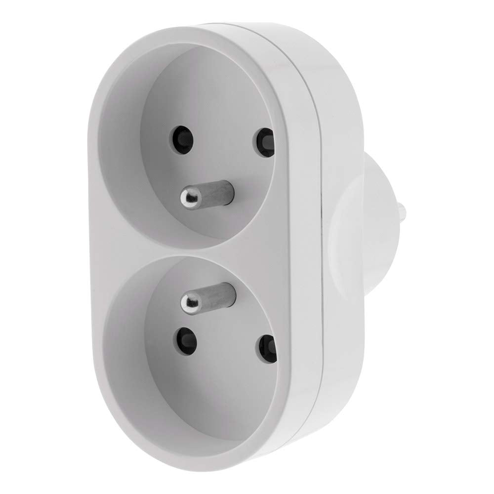 Zenitech - Adaptateur double 16 A pour façade - Blanc