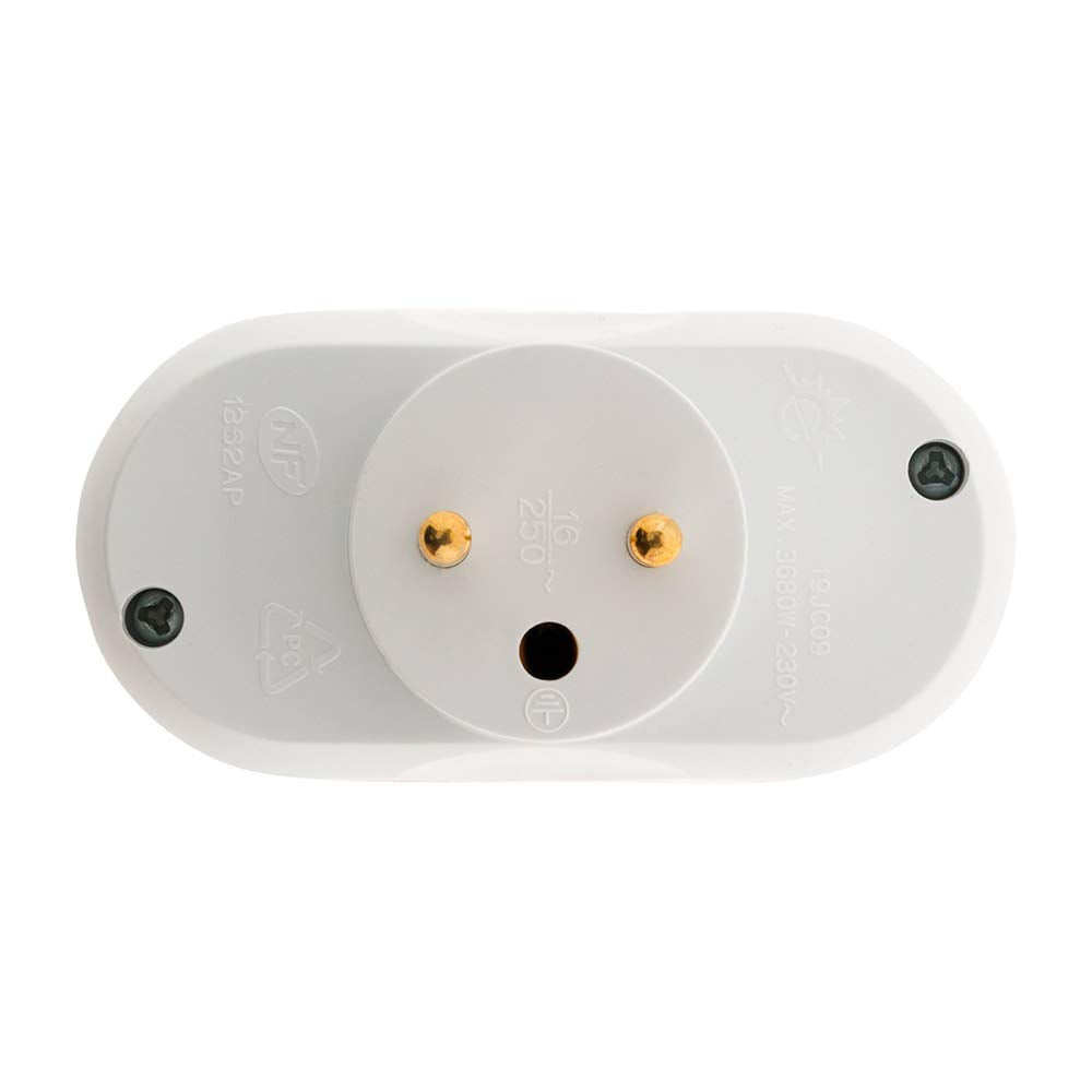 Zenitech - Adaptateur double 16 A pour façade - Blanc