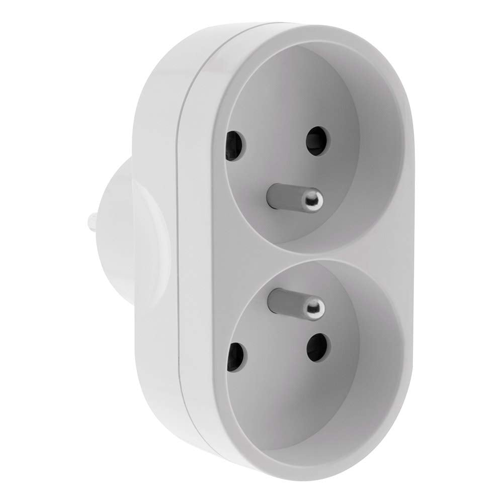 Zenitech - Adaptateur double 16 A pour façade - Blanc