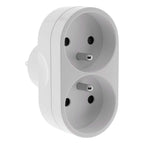 Zenitech - Adaptateur double 16 A pour façade - Blanc