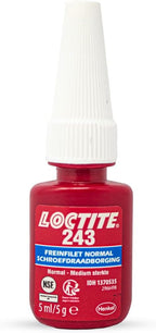 Loctite 243, frein filet résistance normale, frein filet bleu pour blocage et étanchéité des fixations filetées, flacon de 5 ml - aspect bleu