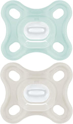 MAM Sucette Comfort, Naissance 0-2 mois, Bleu/Beige, Lot de 2 sucettes