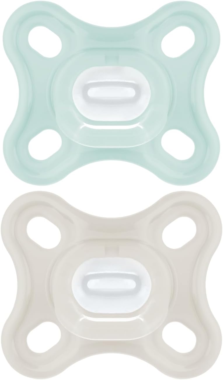 MAM Sucette Comfort, Naissance 0-2 mois, Bleu/Beige, Lot de 2 sucettes