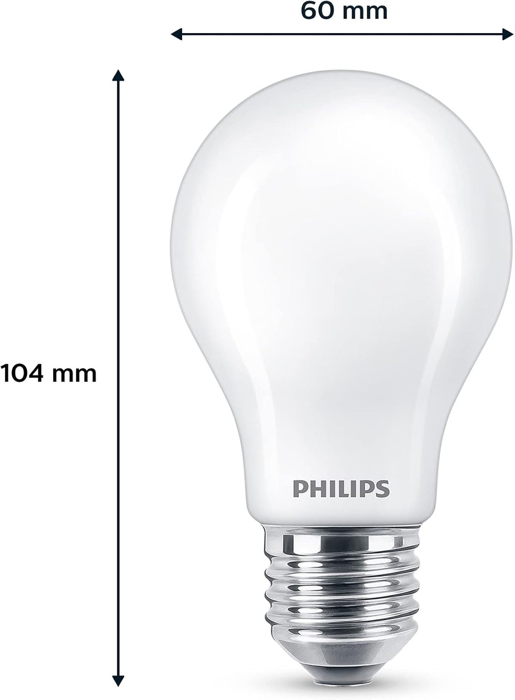 Ampoule LED Philips Standard E27 60W Blanc Chaud Dépolie, Verre, lot de 2