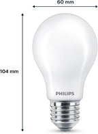Ampoule LED Philips Standard E27 60W Blanc Chaud Dépolie, Verre, lot de 2