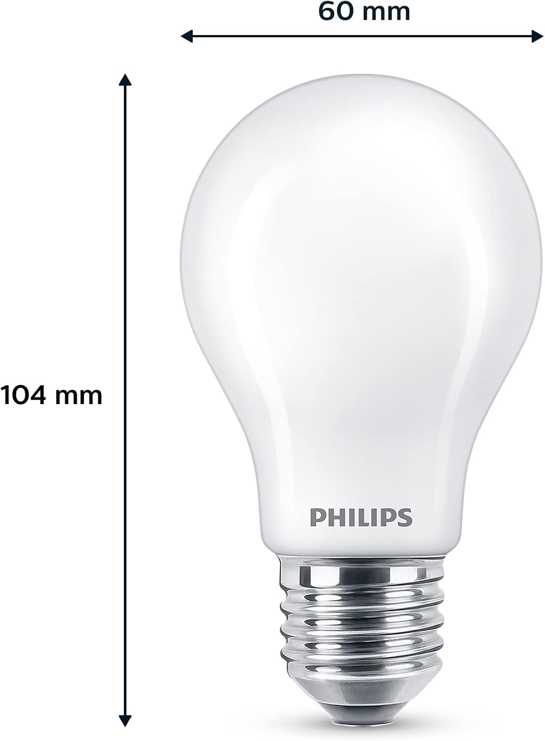 Ampoule LED Philips Standard E27 60W Blanc Chaud Dépolie, Verre, lot de 2