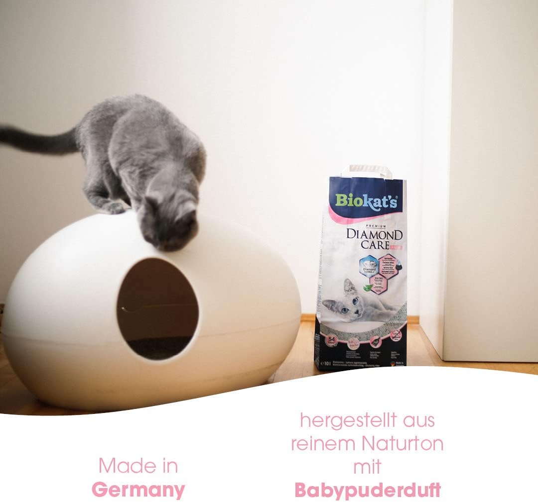 Biokat’s Diamond Care Fresh au parfum de talc - Litière fine pour chats au charbon actif et à l’Aloe vera - 1 sac (1 x 10 l)