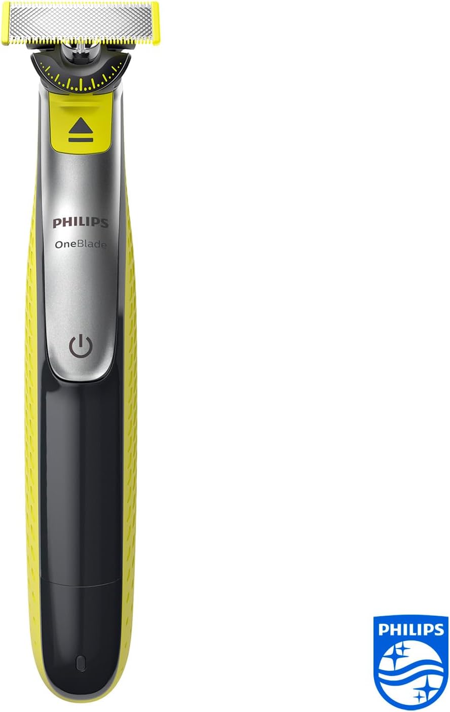 Philips OneBlade 360 hybride Visage : rasoir/tondeuse à barbe électrique, avec innovation lames 360, 2 lames 360 pour le visage, 1 sabot réglable 5 en 1 (modèle QP2734/30)