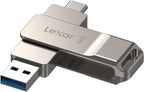 Lexar D40E Double Clé USB 3.2 Type-C, USB-A/C, 64 Go, Argent champagne