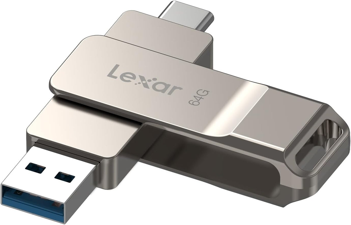 Lexar D40E Double Clé USB 3.2 Type-C, USB-A/C, 64 Go, Argent champagne