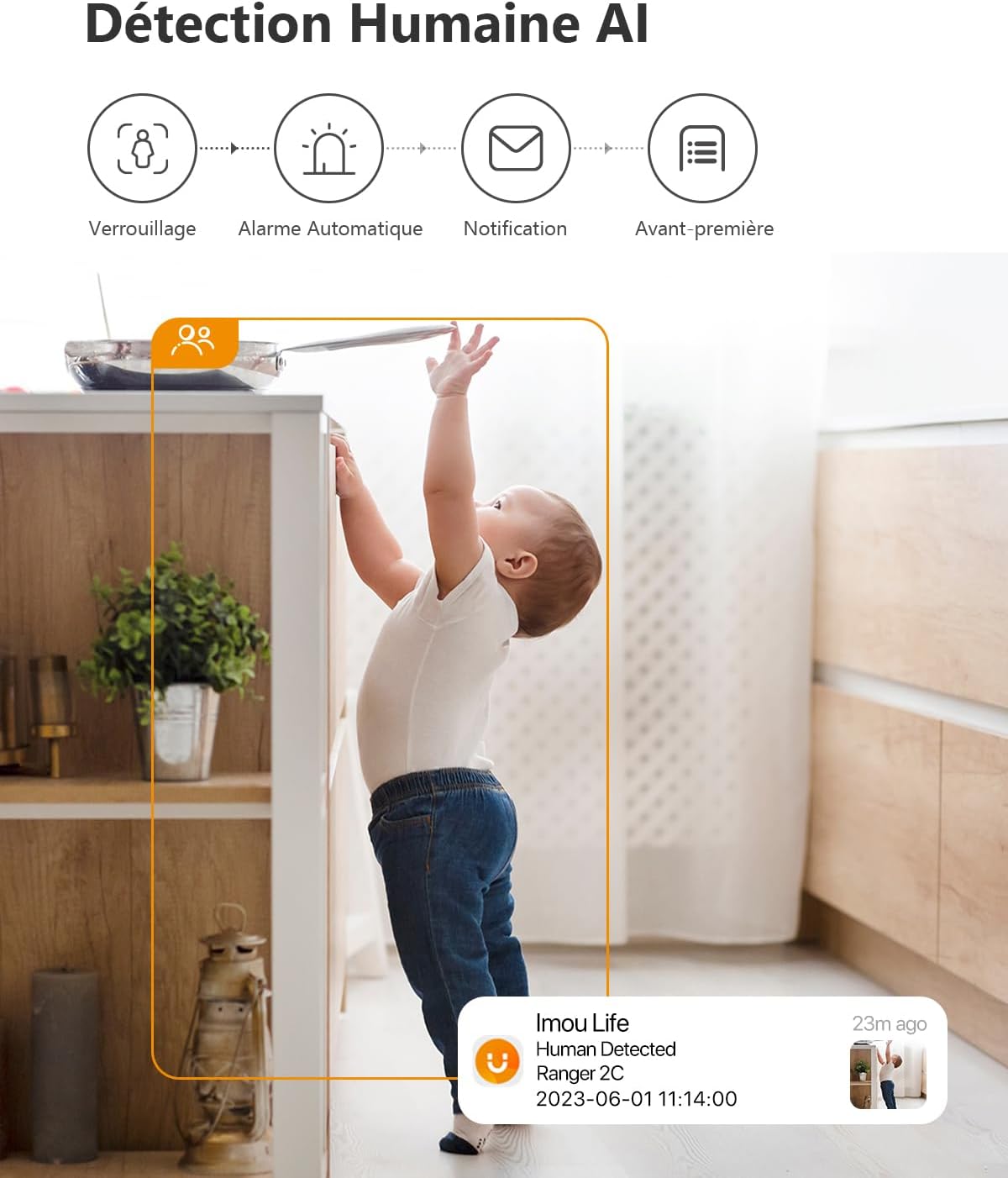 Caméra de surveillance WiFi intérieure Imou 2K, caméra connectée à 360° pour smartphone