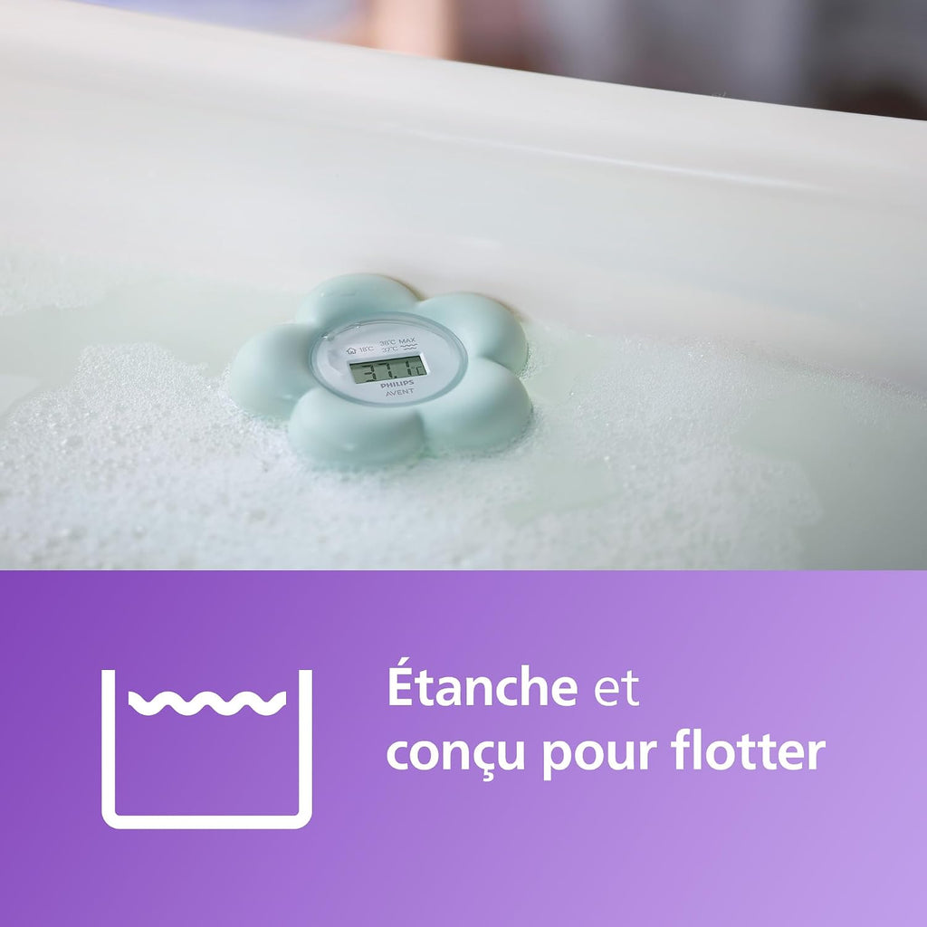 Thermomètre de bain numérique pour bébé Philips Avent, étanche et mesure précise de la température (Modèle SCH480/00)