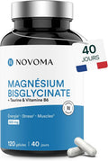 NOVOMA Bisglycinate de magnésium 300 mg + Vitamine B6, 120 gélules