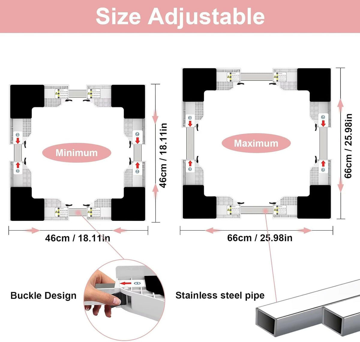 NIUXX Kit de superposition universel pour lave-linge et sèche-linge 46-66 cm