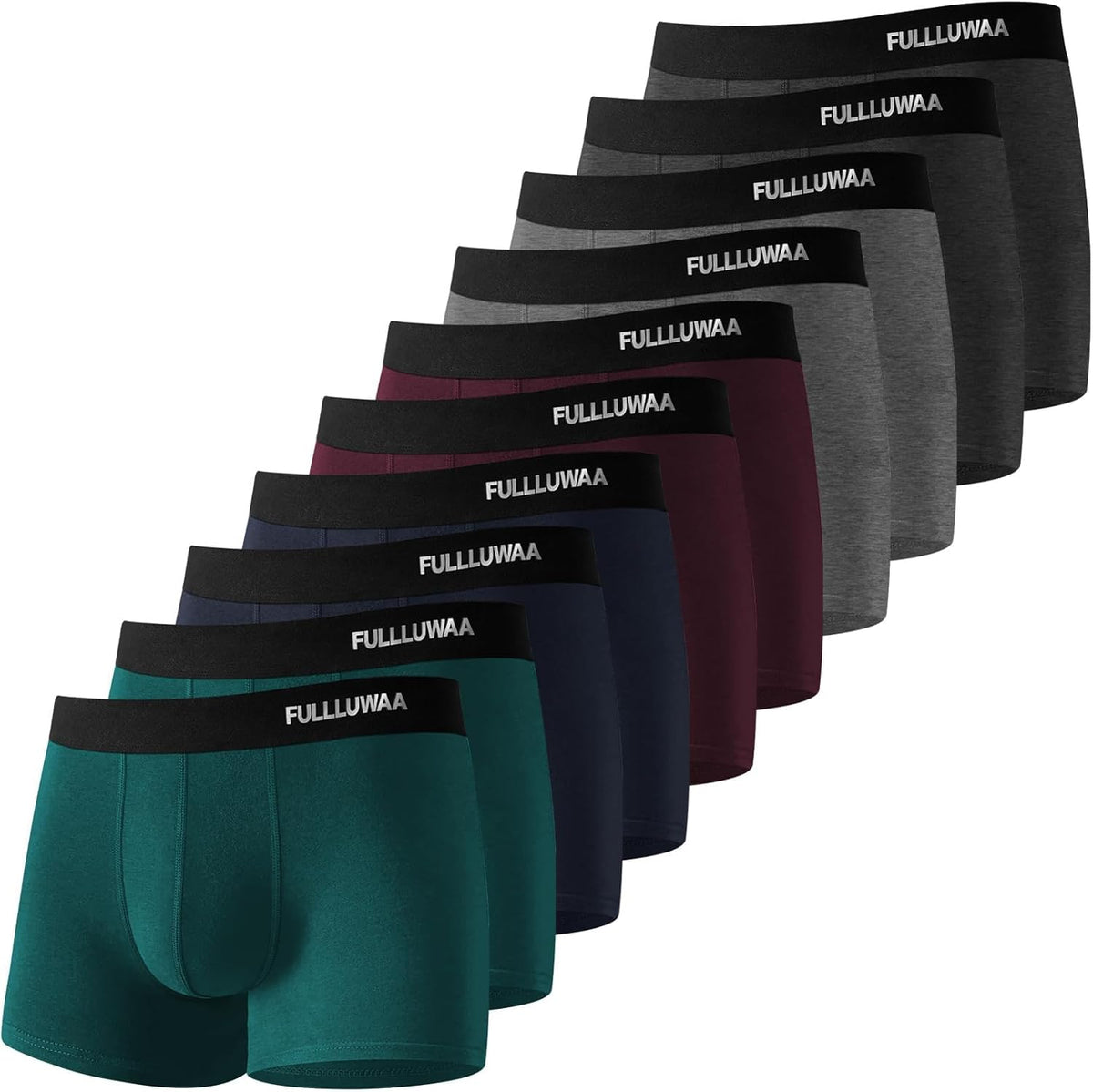 Fullluwaa Lot de 10 boxers en coton pour homme, ceinture élastique douce