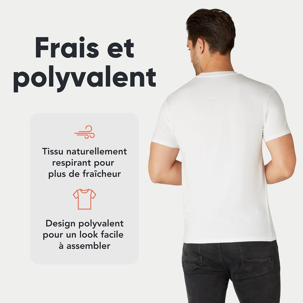 Lot de 3/5 T-shirts Homme 100% Coton FM London, Vêtements Homme Ajustés