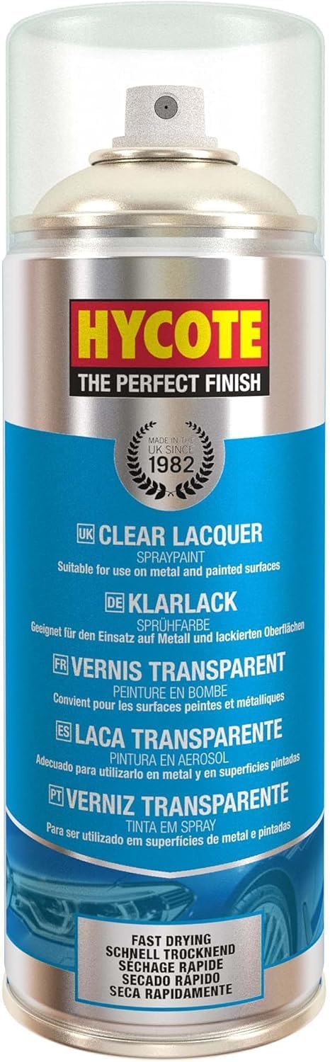 Vernis transparent brillant en spray Hycote – Laque de protection acrylique 400 ml – Fixe et protège la peinture – Fini durable, séchage rapide, clair