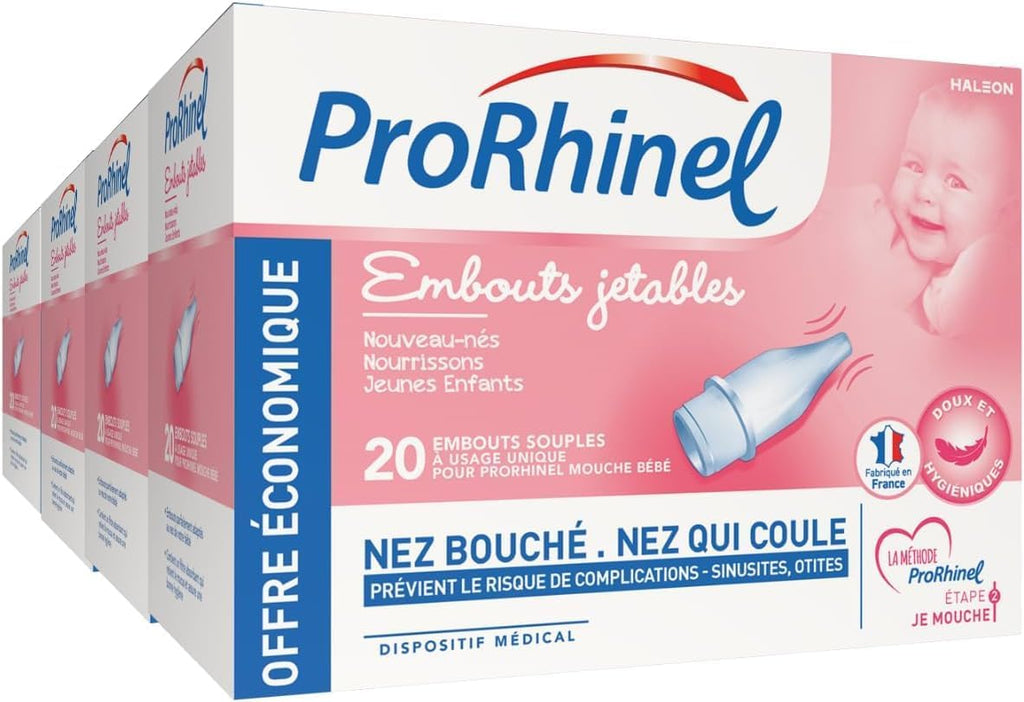 PRORHINEL Embouts jetables souples pour mouche-bébé manuel, lot de 4 x 20