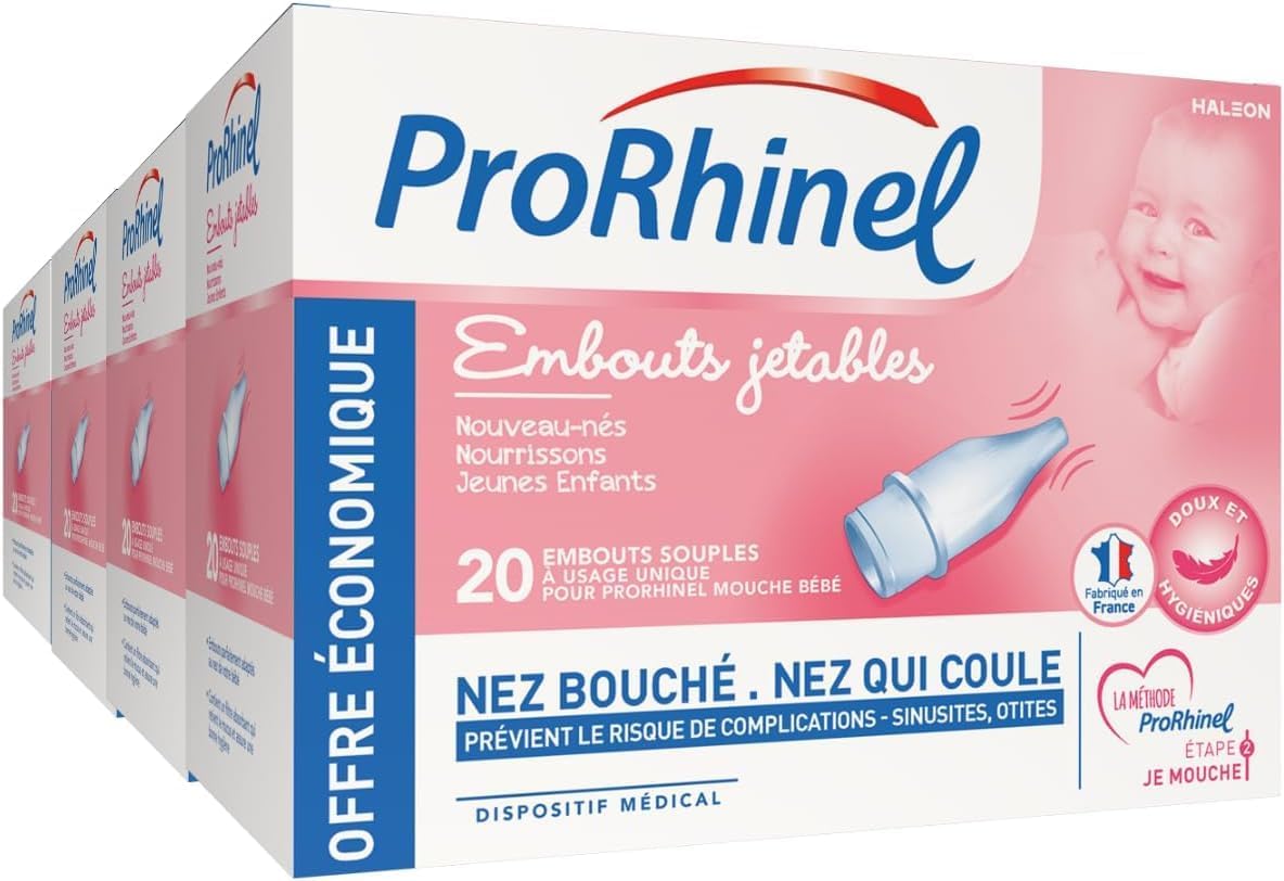 PRORHINEL Embouts jetables souples pour mouche-bébé manuel, lot de 4 x 20