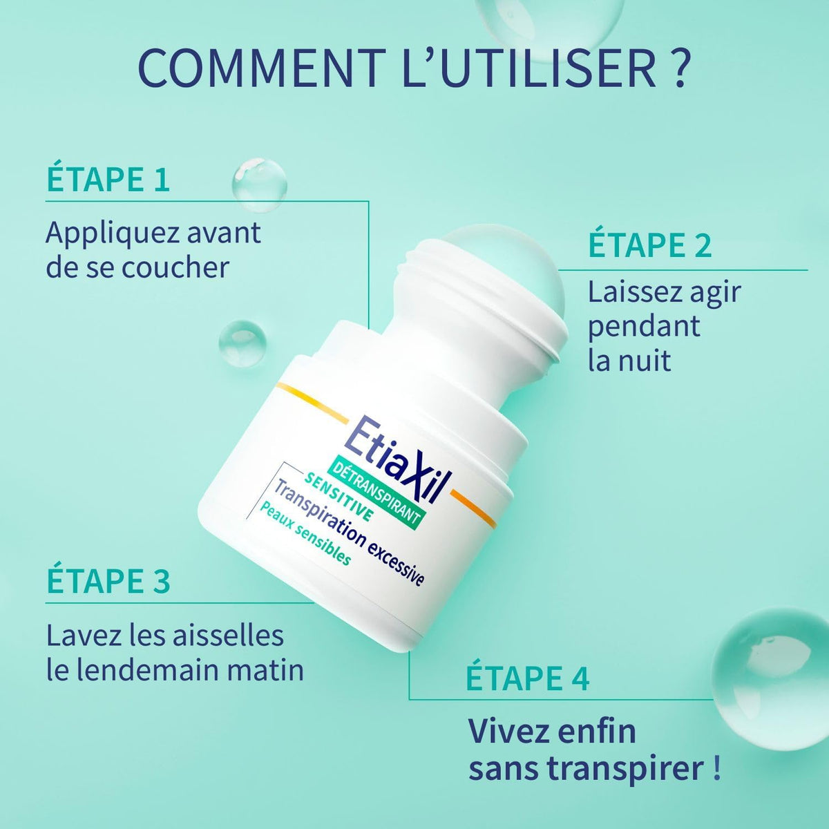 ETIAXIL Déodorant Détranspirant Peaux Sensibles - Sans parfum - 15ml