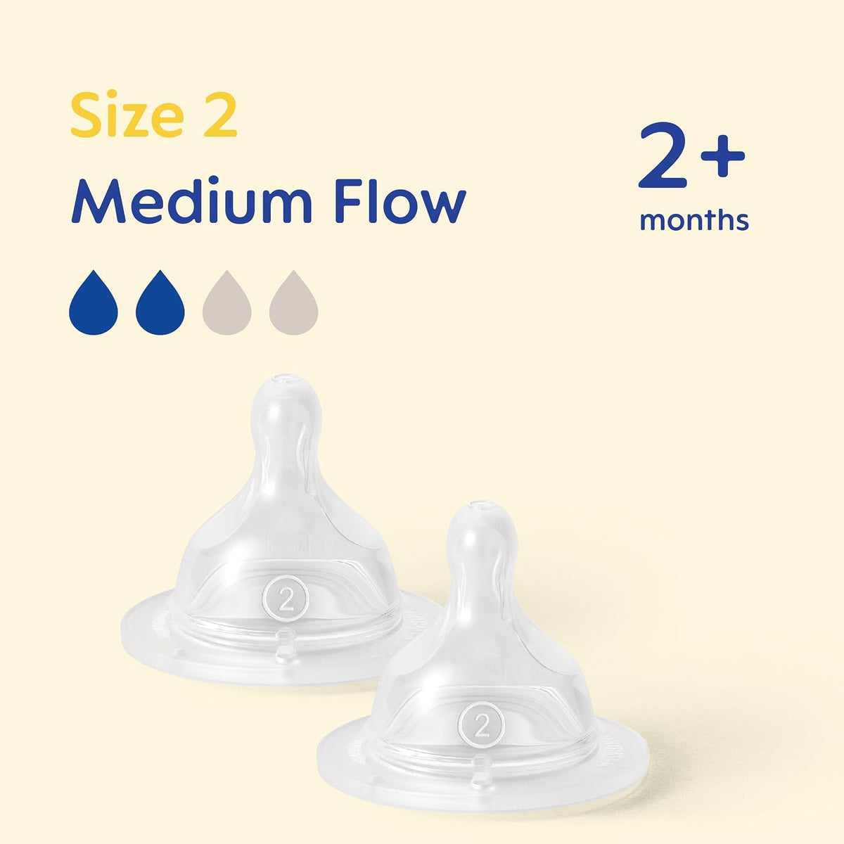 MAM Lot de 2 tétines plates et ultra-douces pour biberon, 2+ mois, silicone