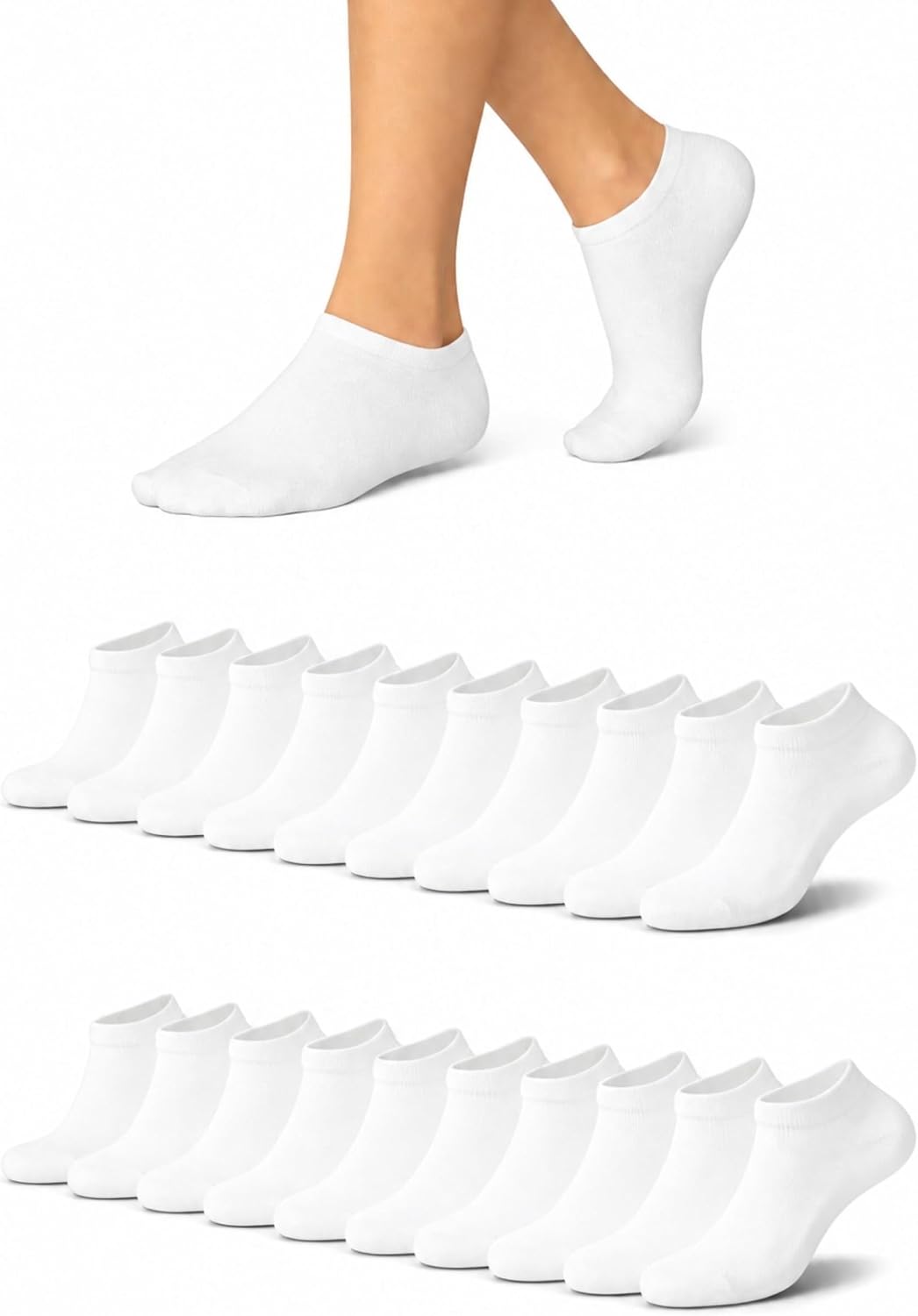 Basic Treasure Lot de 12 paires de socquettes de sport unisexes, noir/blanc/gris