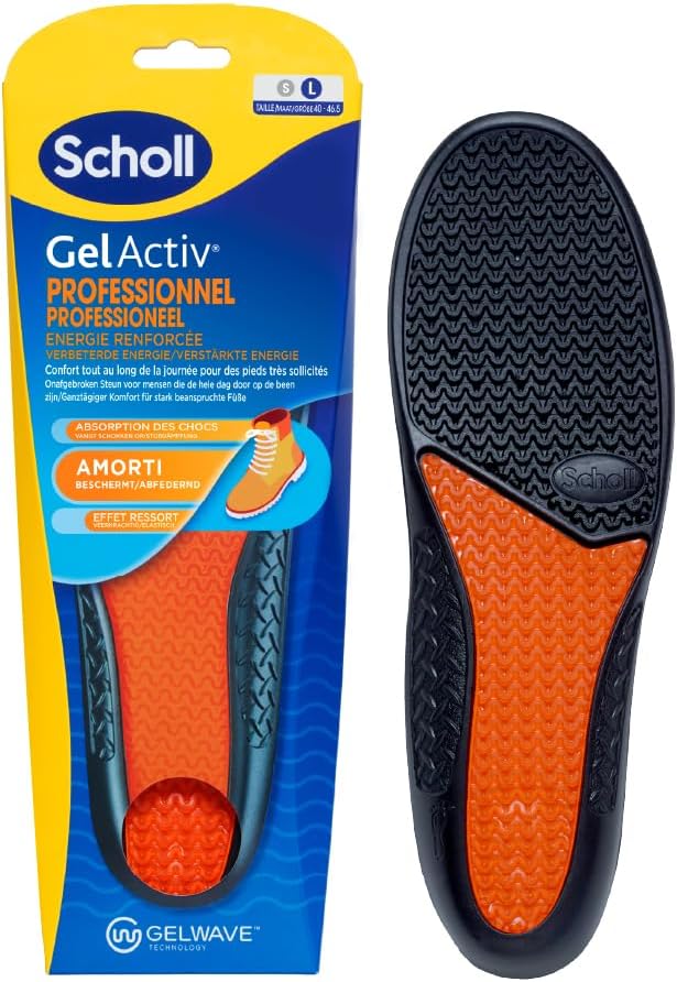 Scholl Semelles GelActiv Professionnel - Chaussures de travail Hommes - Pour un confort durable avec une absorption des chocs et un amorti renforcé grâce à la technologie GelWave - Taille 40 à 46,5
