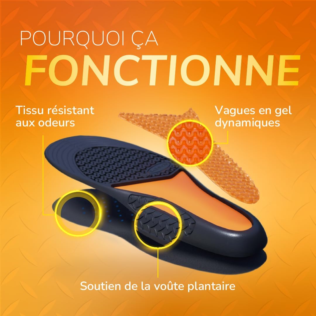 Scholl Semelles GelActiv Professionnel - Chaussures de travail Hommes - Pour un confort durable avec une absorption des chocs et un amorti renforcé grâce à la technologie GelWave - Taille 40 à 46,5
