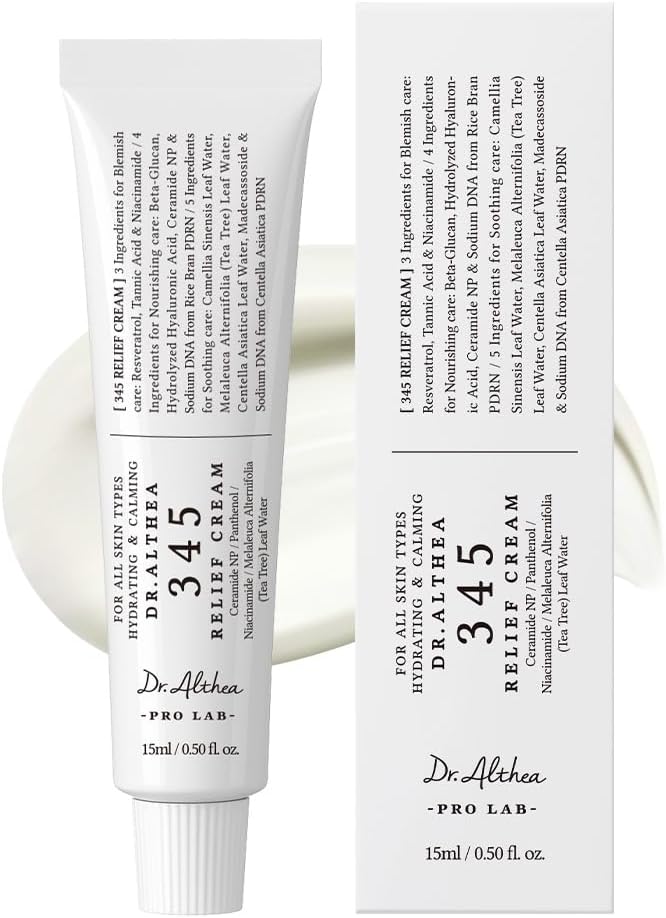 Dr. Althea 345 Relief Cream | Crème hydratante visage réparatrice et apaisante pour peaux à imperfections au PDRN et à la niacinamide | Soin coréen vegan (50 ml, lot de 1)