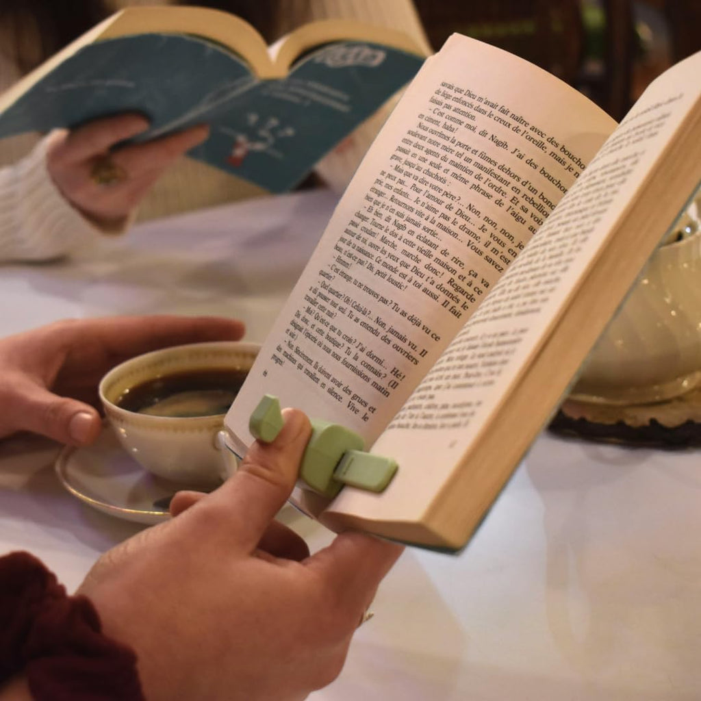 Lizia - Lampe de lecture et liseuse LED rechargeable - Support de livre ergonomique pour une main - Vert