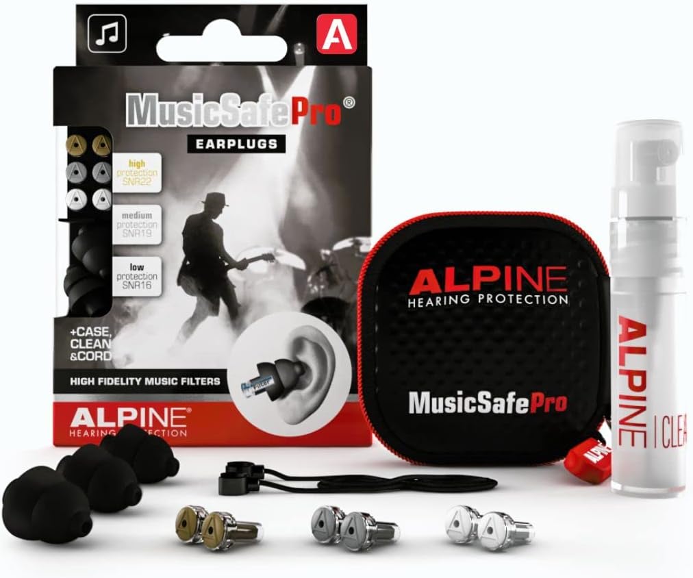 Alpine MusicSafe Pro Bouchons d'oreilles haute fidélité pour musiciens, 3 jeux de filtres