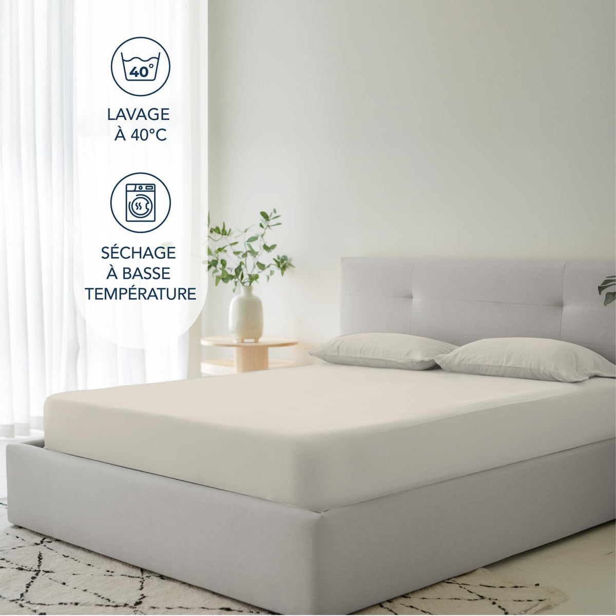 Dreamzie - Drap-housse 160x200 cm - Beige - Grand bonnet 35 cm