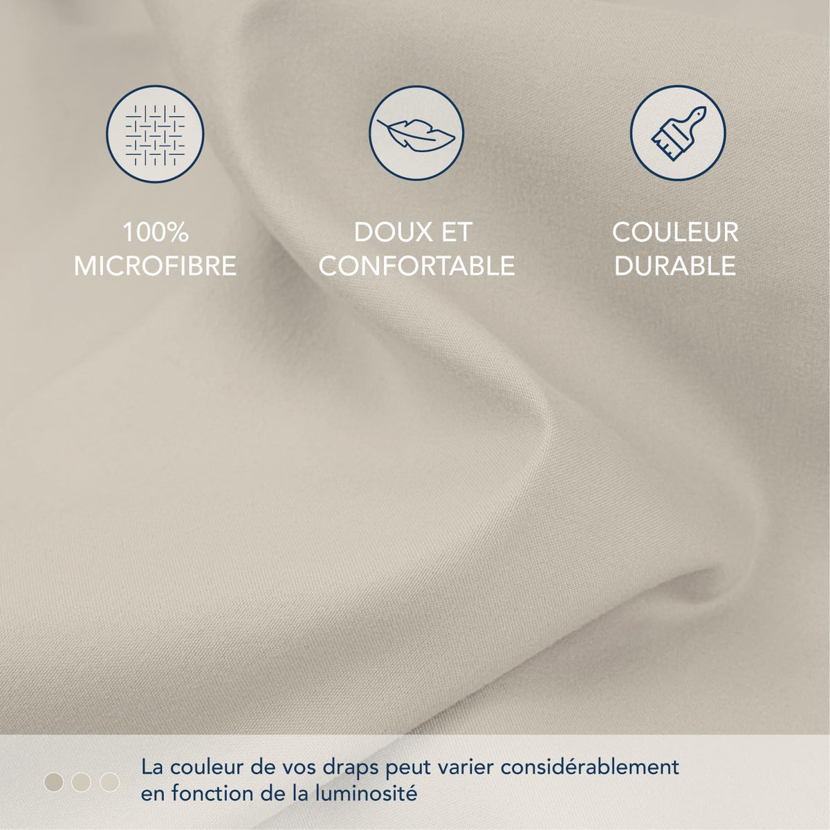 Dreamzie - Drap-housse 160x200 cm - Beige - Grand bonnet 35 cm