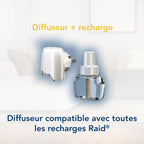 Diffuseur Électrique Liquide Raid - Répulsif Moustiques - 3 Diffuseurs + 3 Recharges, 2 en 1 - 45 Nuits