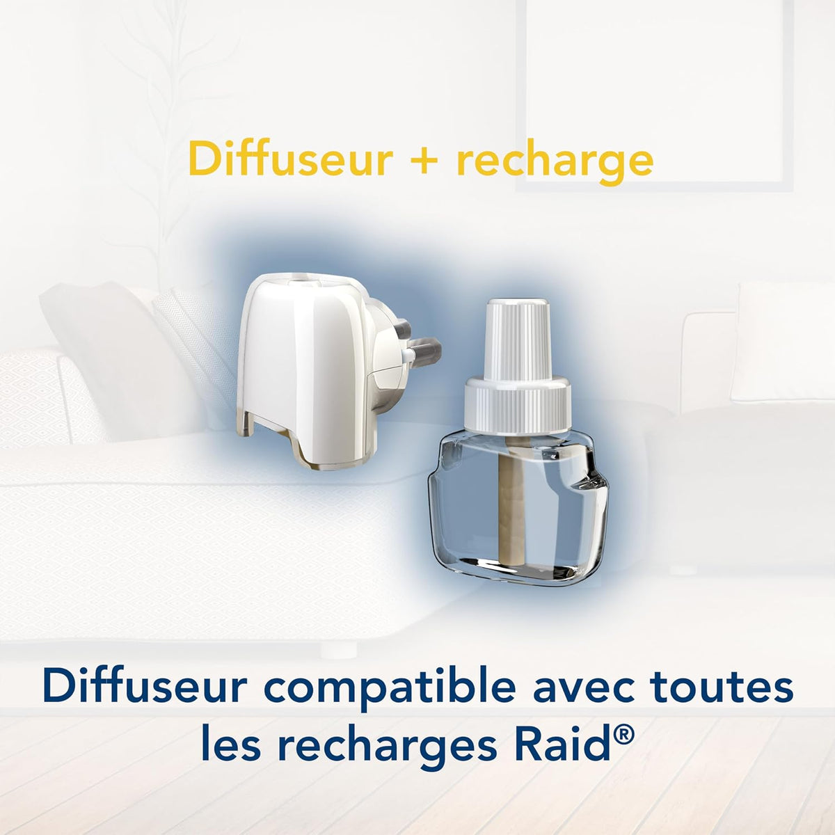 Diffuseur Électrique Liquide Raid - Répulsif Moustiques - 3 Diffuseurs + 3 Recharges, 2 en 1 - 45 Nuits