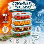 edihome, Boîte alimentaire hermétique en verre, 8, 14 ou 18 pièces, pour aliments hermétiques, résistant au lave-vaisselle, rangement cuisine, sans BPA, certifié FDA (4 récipients)