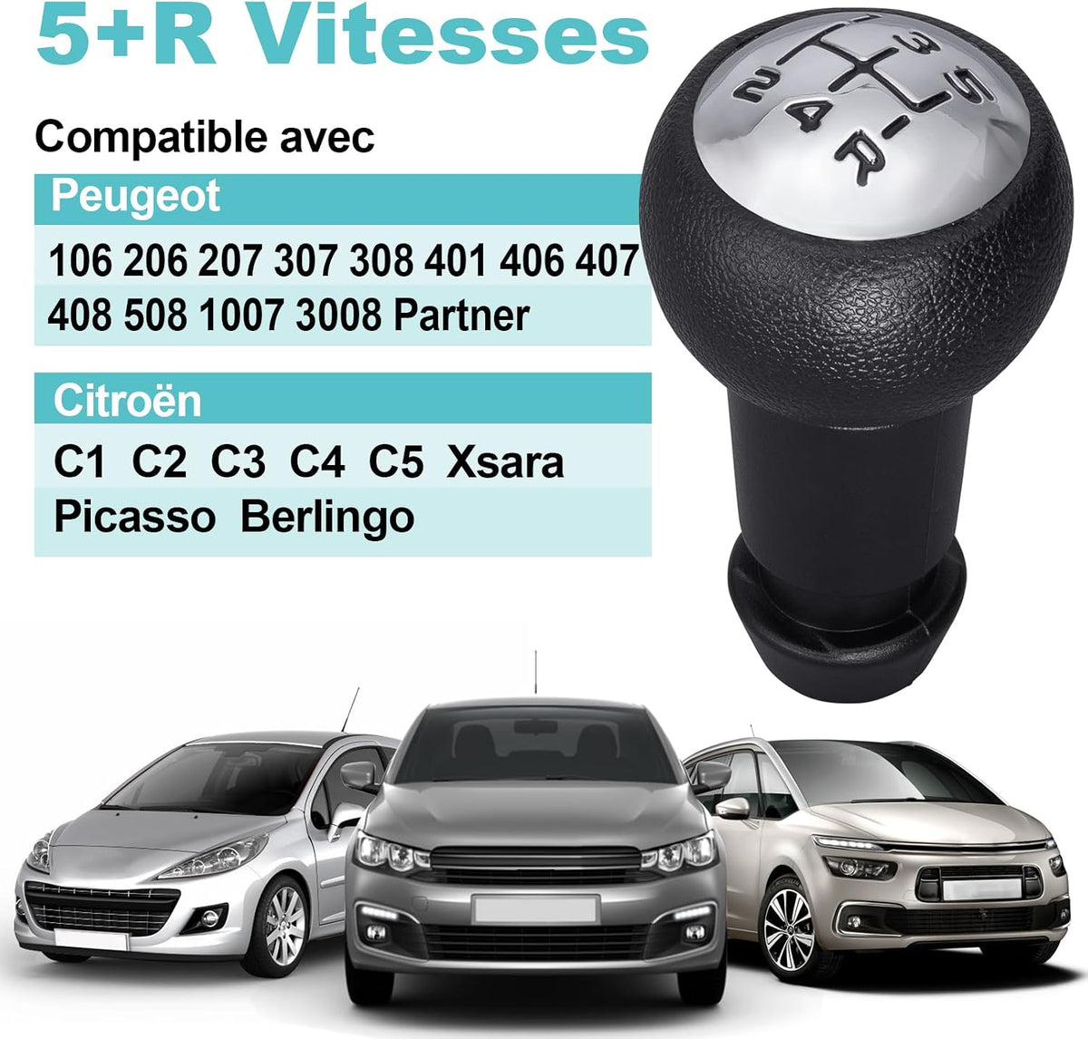 Pommeau de levier de vitesses manuel 5 rapports Spurtar pour Peugeot 106