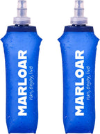 Flasque de running 500 ml bleue – Lot de 2 gourdes souples et pliables – Idéal pour la course à pied, le trail et la randonnée – Sans BPA
