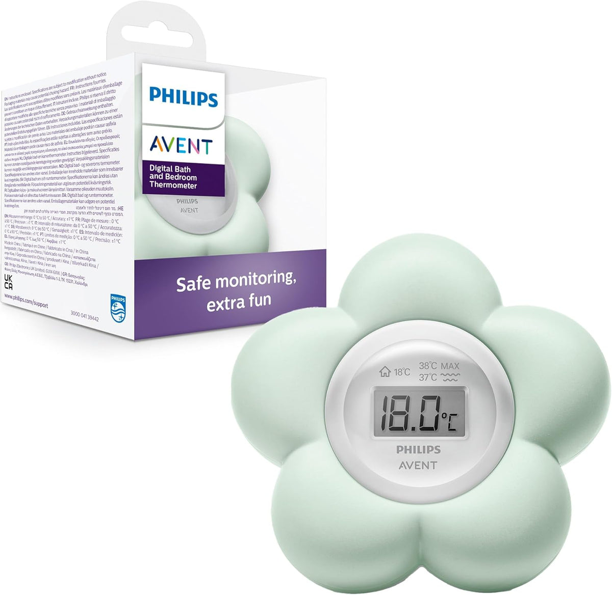 Thermomètre de bain numérique pour bébé Philips Avent, étanche et mesure précise de la température (Modèle SCH480/00)