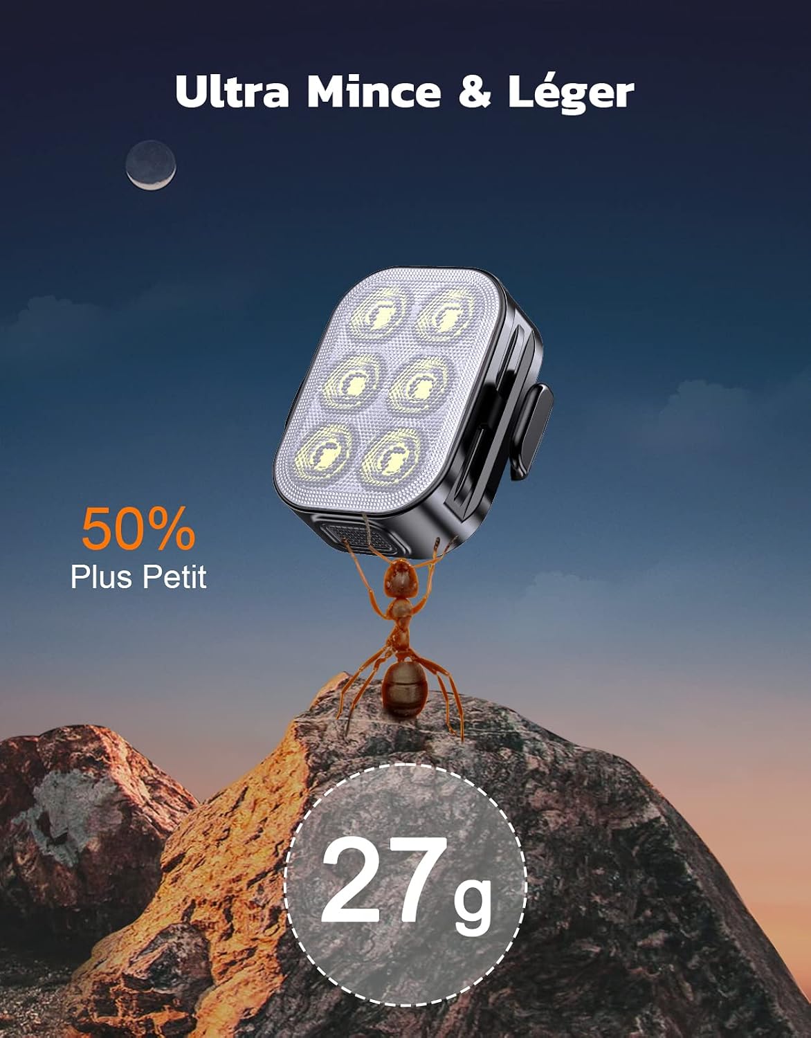 Glangeh Ensemble d'éclairage de vélo avant et arrière, lampe de vélo ultra-fine à 4 + 6 modes