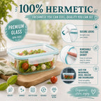 edihome, Boîte alimentaire hermétique en verre, 8, 14 ou 18 pièces, pour aliments hermétiques, résistant au lave-vaisselle, rangement cuisine, sans BPA, certifié FDA (4 récipients)
