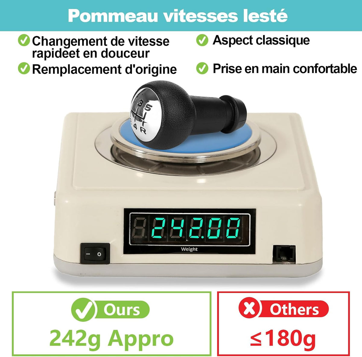 Pommeau de levier de vitesses manuel 5 rapports Spurtar pour Peugeot 106