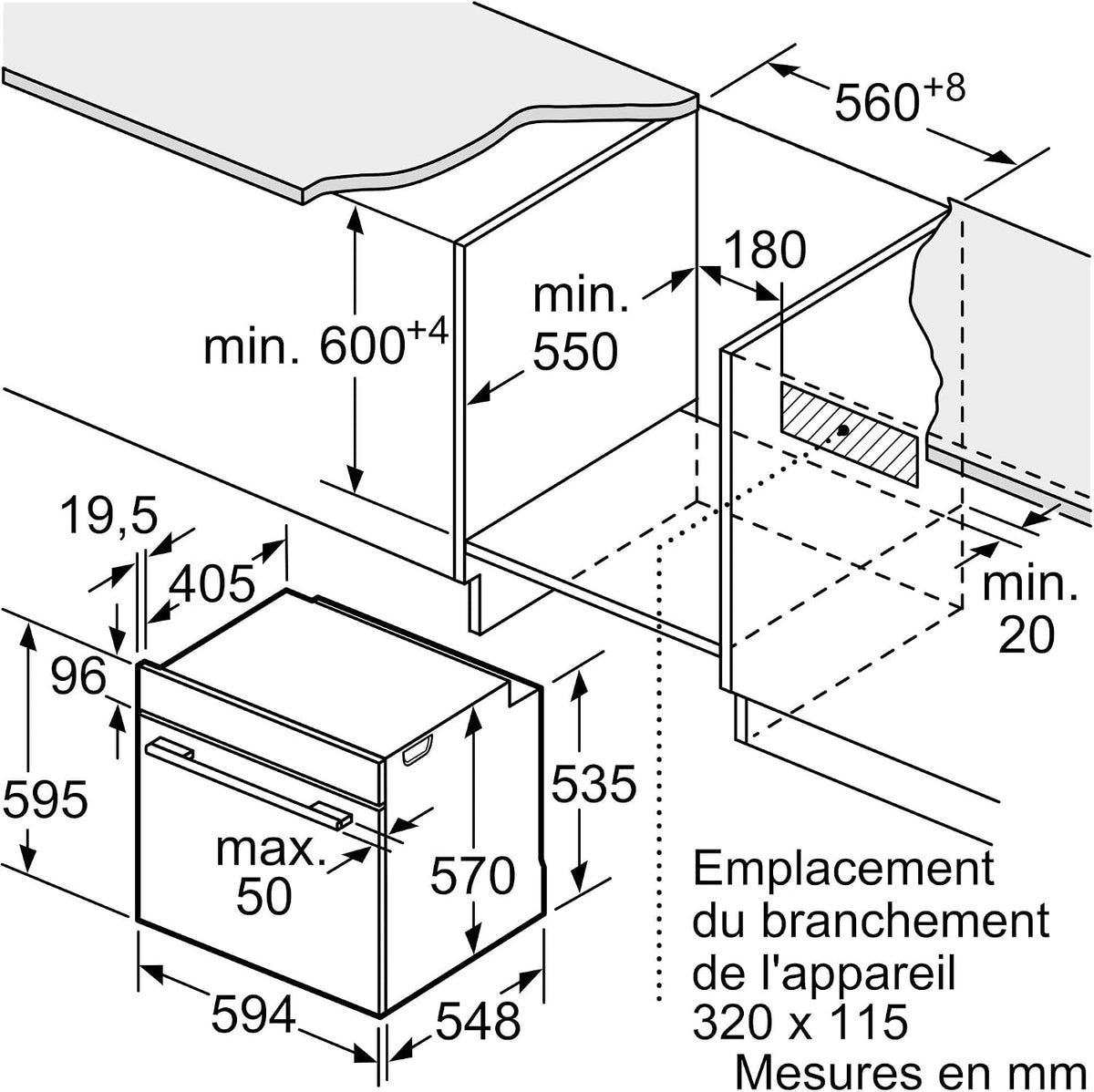 Bosch HQG572BB3F Série 4 - Four encastrable avec ajout de vapeur, pyrolyse, AirFry