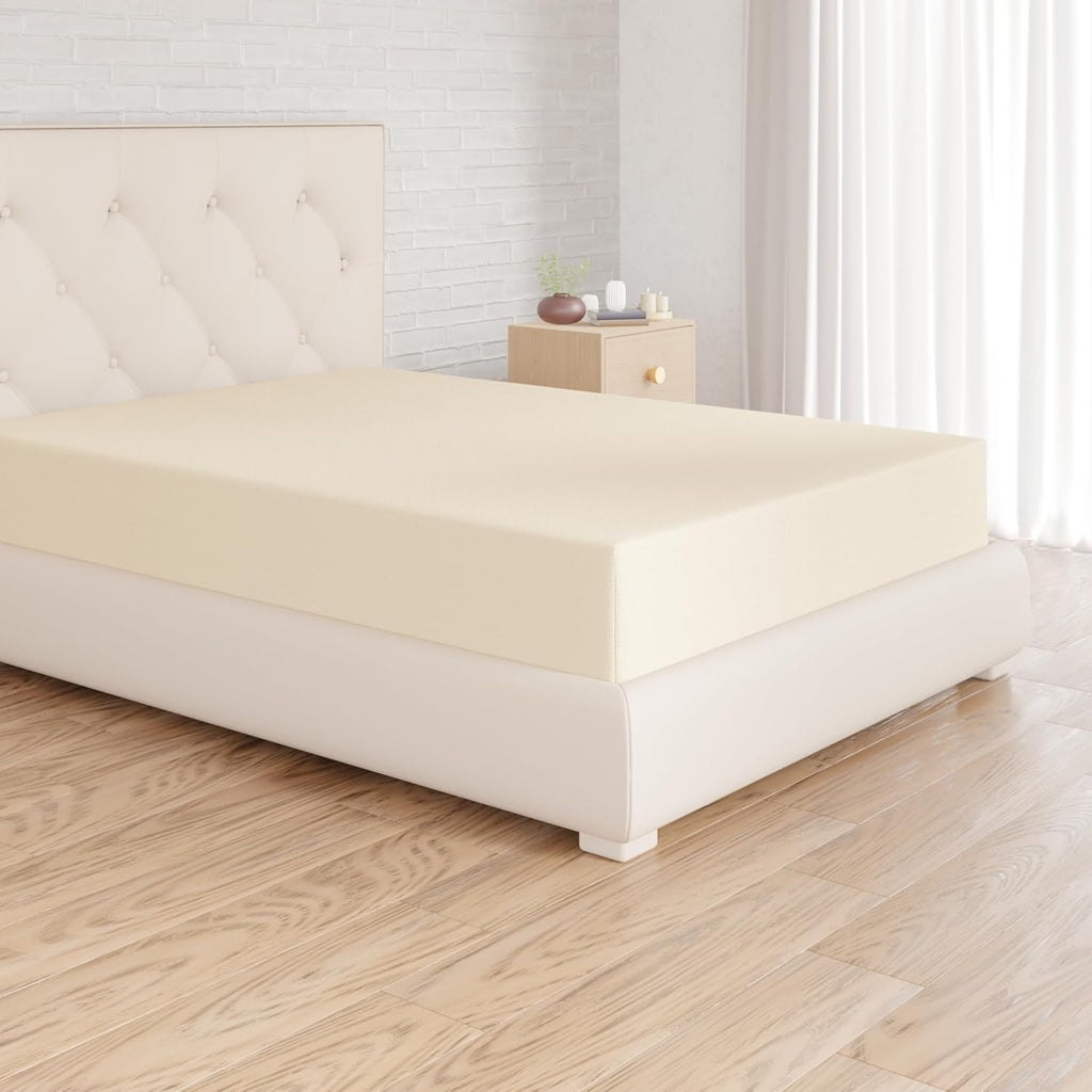 Amazon Basics Drap-housse, 160 x 200 x 30 cm, en microfibre de polyester pour matelas épais jusqu'à 30 cm, beige