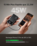 Batterie externe INIU, petit chargeur portable 20 000 mAh, charge rapide 45 W pour voyage