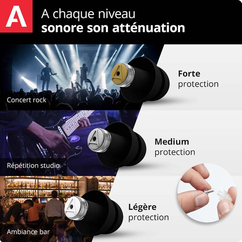 Alpine MusicSafe Pro Bouchons d'oreilles haute fidélité pour musiciens, 3 jeux de filtres