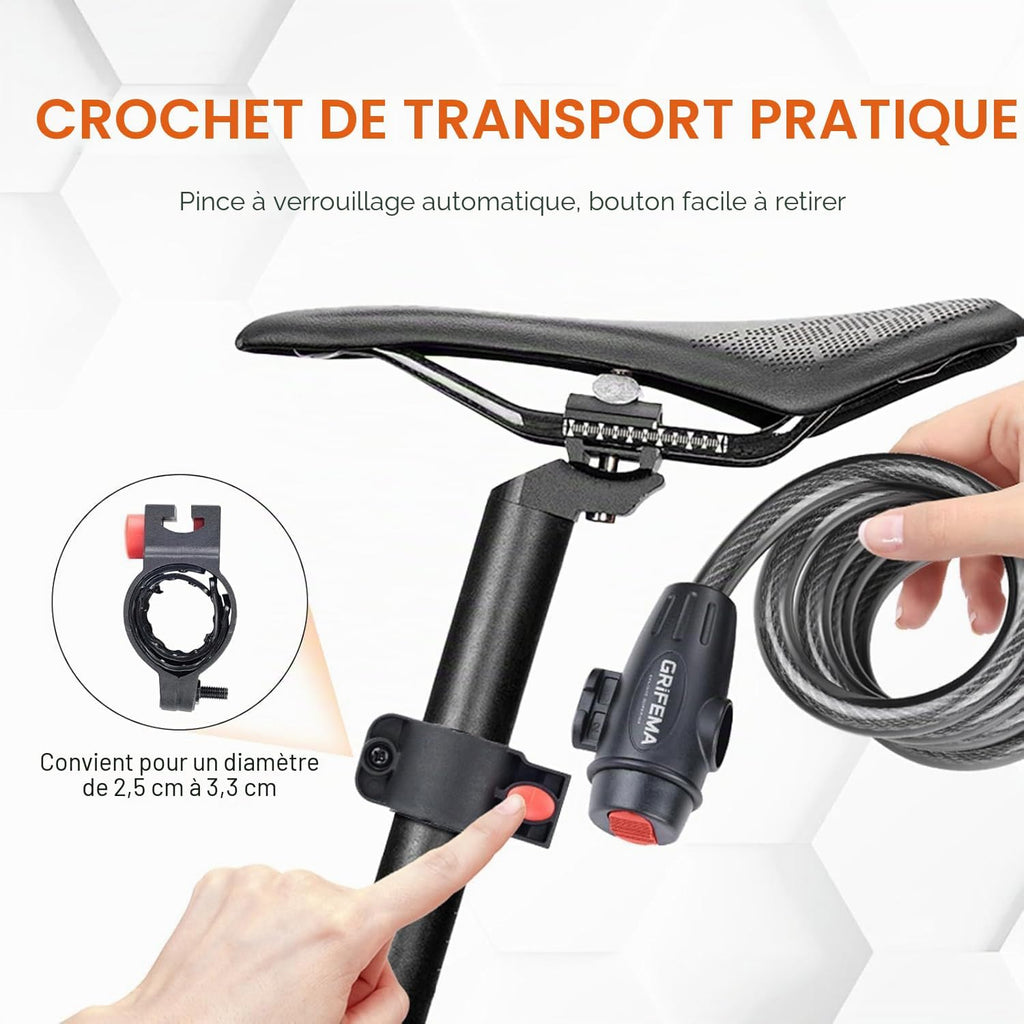 GRIFEMA GA1204-12, Chaîne antivol pour vélo 120 cm