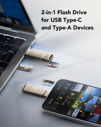 Lexar D40E Double Clé USB 3.2 Type-C, USB-A/C, 64 Go, Argent champagne