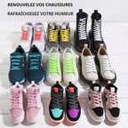 VSUDO Lacets plats pour baskets, lacets plats pour sneakers - Économiques, 8 mm de large, 29 couleurs et 14 longueurs au choix