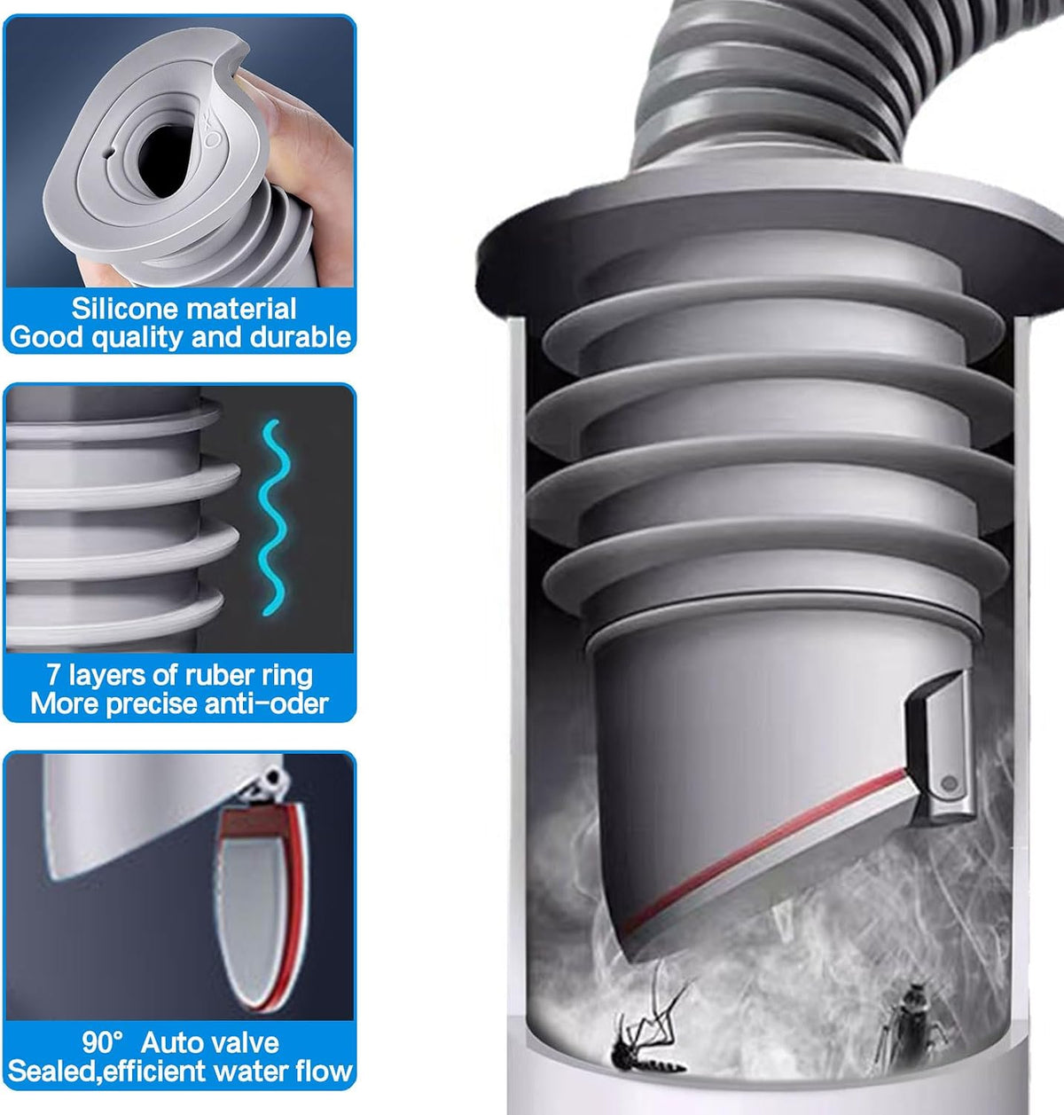 Bouchon anti-odeurs pour machine à laver, joint de tuyau de 35-40 mm, bouchon anti-odeurs et joint d'étanchéité pour tuyau d'évacuation de machine à laver (1 pièce)